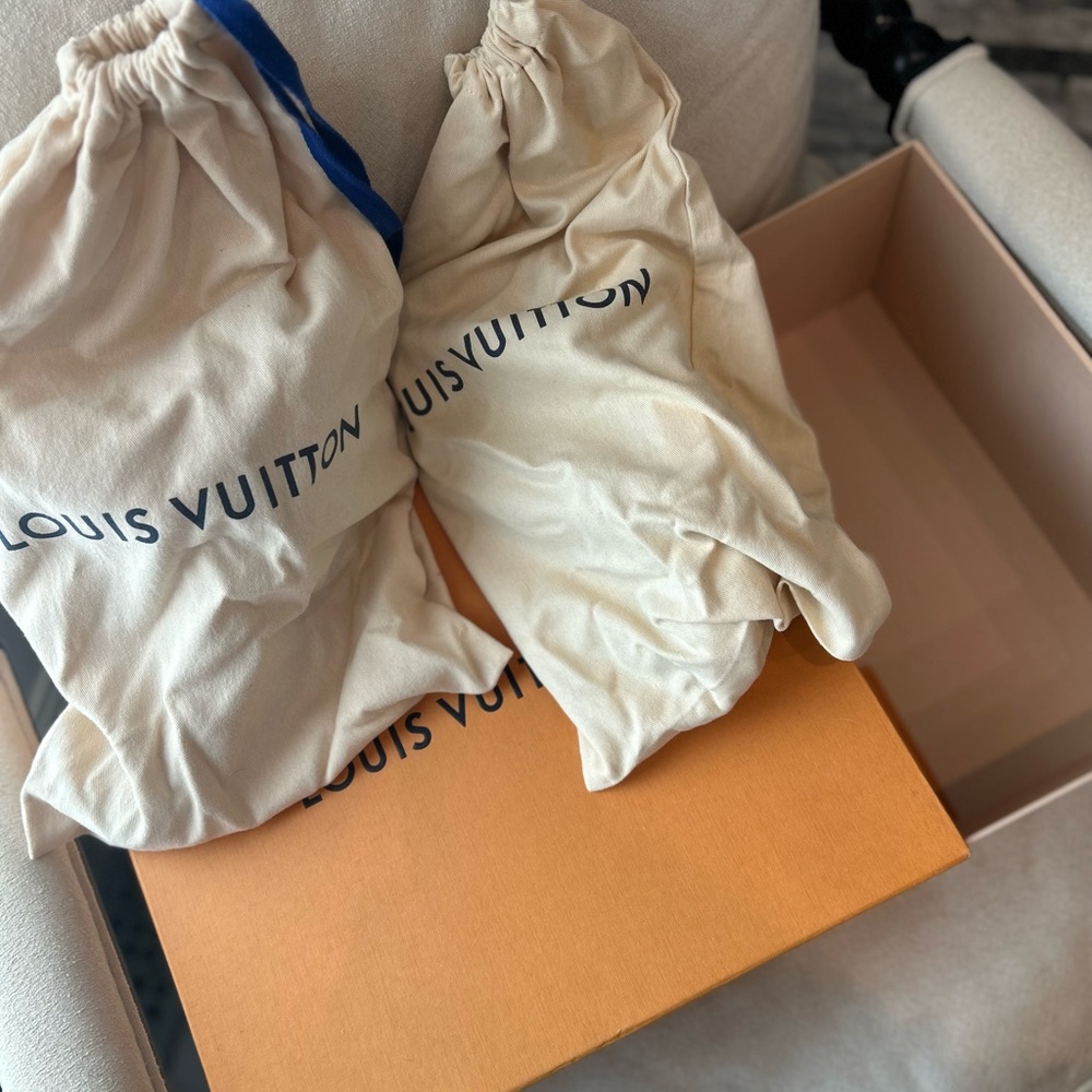 Brown and gold metallic Louis Vuitton high tops with shoe bags and box. Size 40. - Picture 5 of 5